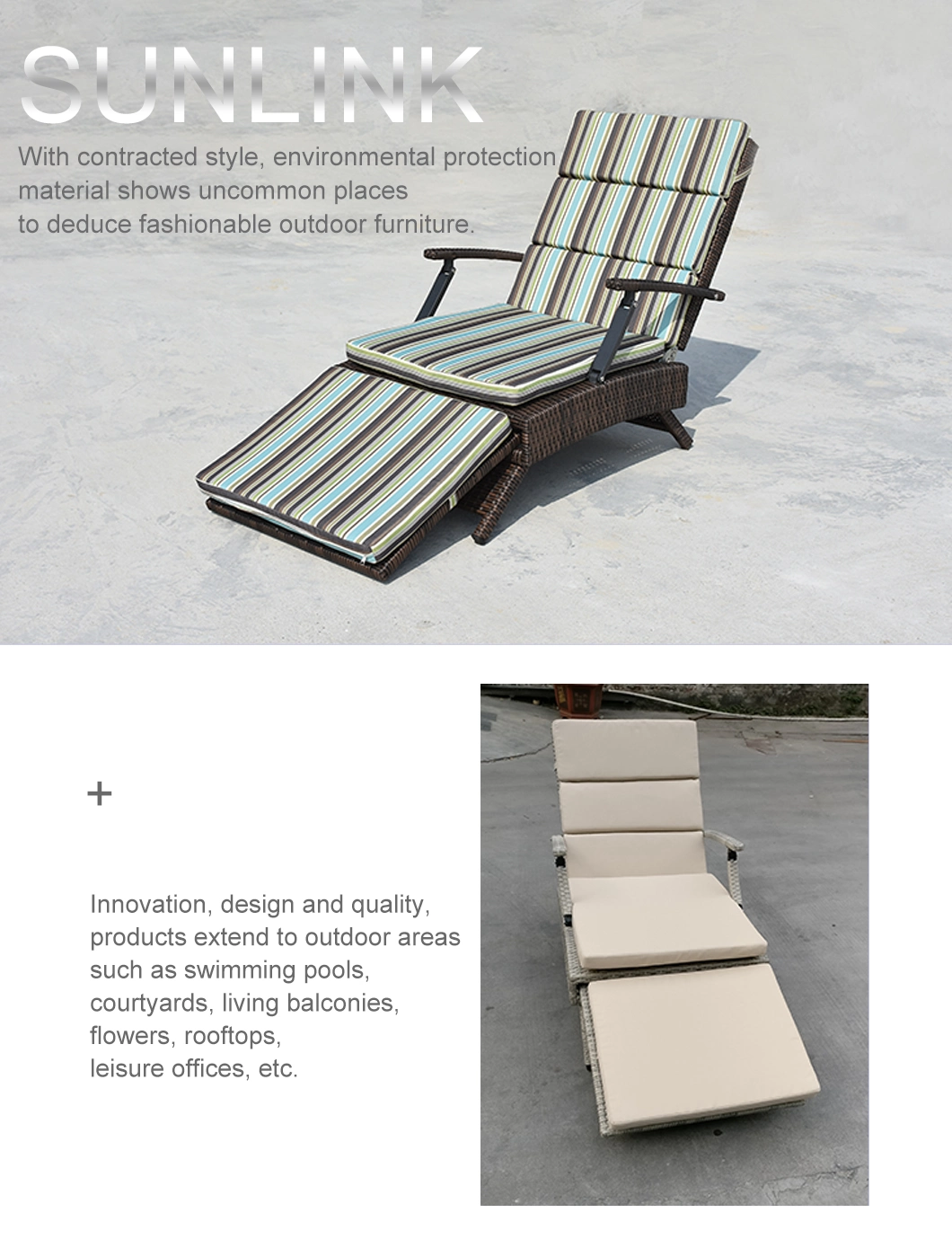 Factory Aluminium Rattan Functional Lounge Sofa Beach Folding Chair for Outdoor Furniture