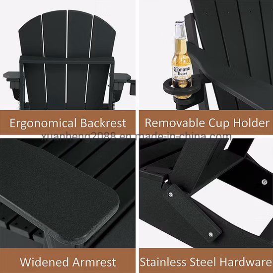 Роскошный белый уличный складной стул Adirondack из пластика HDPE для сада и патио из смолы