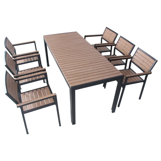 Современная уличная садовая мебель, ресторан, отель, пластиковые деревянные стулья для обеденного стола